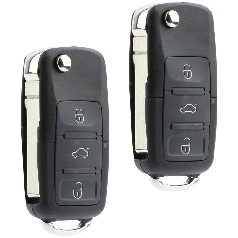USARemote Replacement Keyless Entry Remote Flip Key Fob fits 2002 2003 2004 2005 VW Jetta, Golf, Passat (HLO1J0959753AM, Set of 2) - Image 1